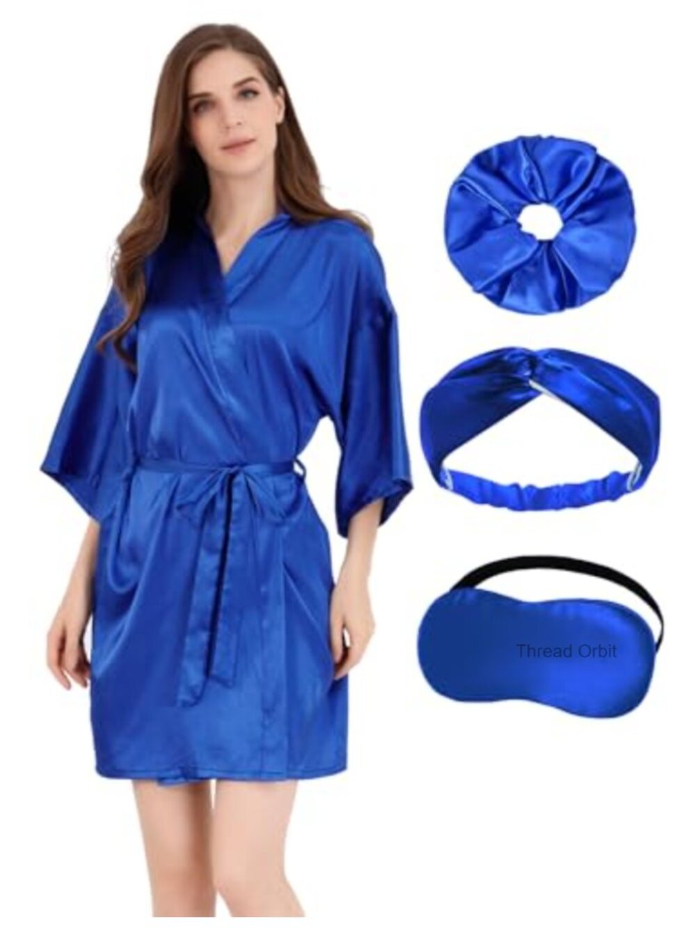 Women's Silky Satin Kimono Robe Solid Short Bridesmaid Wedding Sleepwear